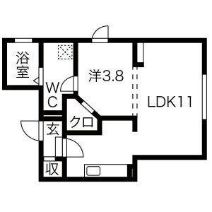 Ｙ’ｓーＳｑｕａｒｅ 2A｜北海道札幌市中央区南八条西９丁目(賃貸アパート1LDK・3階・31.87㎡)の写真 その2