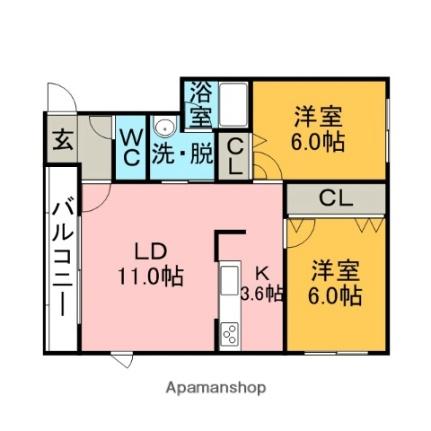 グランドハイムぽちたま21 ｜北海道室蘭市八丁平５丁目(賃貸アパート2LDK・1階・57.64㎡)の写真 その2