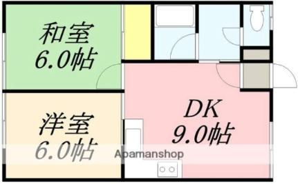 第5タジマハイツ 201｜北海道函館市湯浜町(賃貸アパート2DK・2階・45.45㎡)の写真 その2