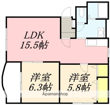 ラフィネI 302｜北海道函館市昭和２丁目(賃貸マンション2LDK・3階・65.45㎡)の写真 その2