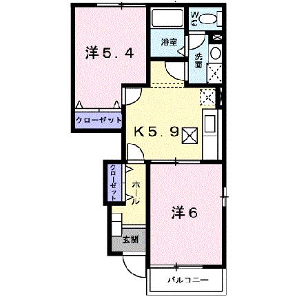 高丘リバーサイド 103｜北海道函館市高丘町(賃貸アパート2K・1階・42.77㎡)の写真 その2