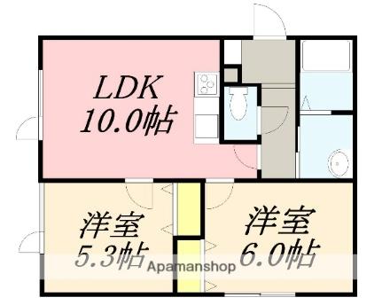 ＴＷＩＮＫＬＥ　ＰＡＲＫ　ＳＩＤＥ H｜北海道函館市柳町(賃貸アパート2LDK・3階・47.44㎡)の写真 その2