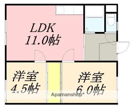 コーポ山腰（中道） 103｜北海道函館市中道２丁目(賃貸アパート2LDK・1階・46.37㎡)の写真 その2