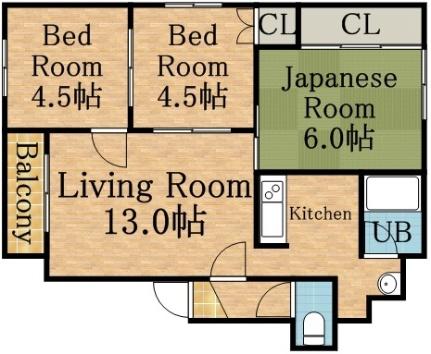 サテラ1・2 202｜北海道札幌市北区新川一条２丁目(賃貸マンション3LDK・2階・59.09㎡)の写真 その2