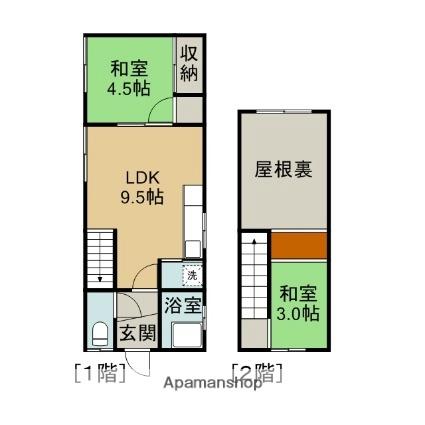 貸家12 ｜北海道芦別市南一条東２丁目(賃貸一戸建2DK・1階・55.00㎡)の写真 その2