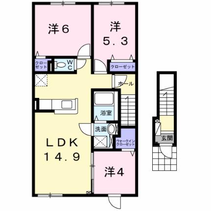 ティグレ 202｜北海道深川市三条(賃貸アパート3LDK・2階・67.33㎡)の写真 その2