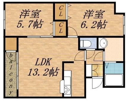 セゾンド円山 0202｜北海道札幌市中央区南三条西２０丁目(賃貸アパート2LDK・2階・52.20㎡)の写真 その2