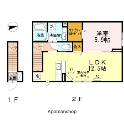 コンチェルト 201｜青森県青森市旭町１丁目(賃貸アパート1LDK・2階・47.27㎡)の写真 その2