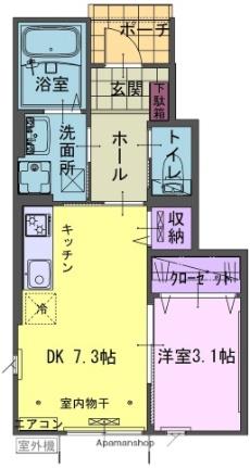 Ｅｒｄｅ　Ｄ 105｜岩手県北上市村崎野２０地割(賃貸アパート1DK・1階・30.29㎡)の写真 その2