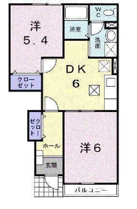 ルミエール館 103｜宮城県黒川郡大和町吉岡字古館(賃貸アパート2DK・1階・42.77㎡)の写真 その2