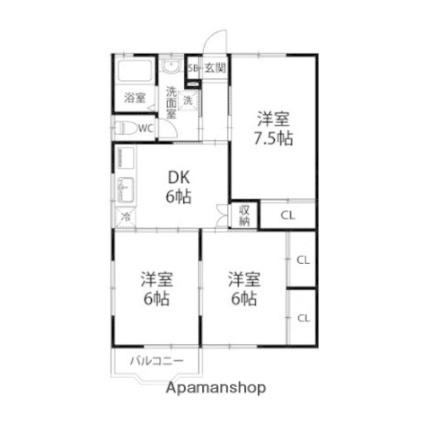 コーポトマト6 101｜宮城県多賀城市大代３丁目(賃貸アパート3DK・1階・57.96㎡)の写真 その2