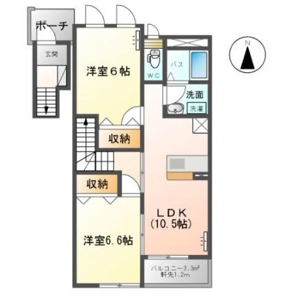 エルシオン　Ｋ・Ｋ 203｜福島県二本松市金色久保(賃貸アパート2LDK・2階・56.31㎡)の写真 その2