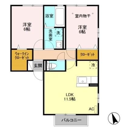 群馬県邑楽郡大泉町大字古氷(賃貸アパート2LDK・2階・57.02㎡)の写真 その2