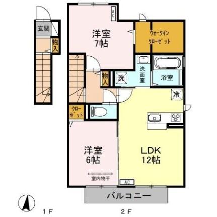 Ｌｉｅｂｅ　リーベ　Ａ 201｜群馬県太田市新田木崎町(賃貸アパート2LDK・2階・66.13㎡)の写真 その2