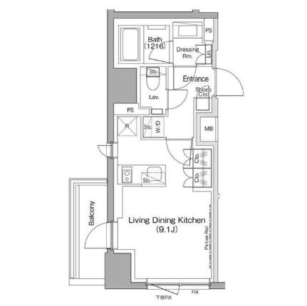 ザ・パークハビオ五反田 1304｜東京都品川区西五反田２丁目(賃貸マンション1R・13階・27.55㎡)の写真 その2