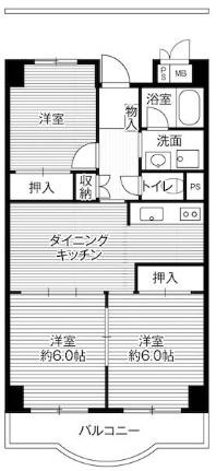 ビレッジハウス芝浦タワー1号棟 0307｜東京都港区海岸３丁目(賃貸マンション3DK・3階・60.58㎡)の写真 その2