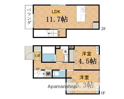 （仮称）台町4丁目ヘーベルメゾン 102｜東京都八王子市台町４丁目(賃貸アパート2LDK・1階・60.09㎡)の写真 その2