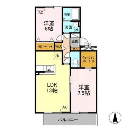 クランベール 202｜新潟県新潟市西区ときめき西１丁目(賃貸アパート2LDK・2階・61.79㎡)の写真 その2