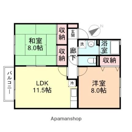 富山県高岡市姫野(賃貸アパート2LDK・2階・62.10㎡)の写真 その2