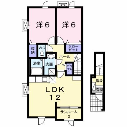 サンリット・ビュー・コヤマ　IV 201｜福井県勝山市荒土町新保(賃貸アパート2LDK・2階・64.04㎡)の写真 その2