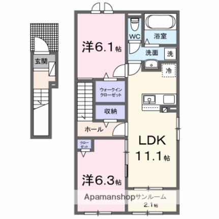 サニーレジデンス南小田 ｜岐阜県瑞浪市南小田町４丁目(賃貸アパート2LDK・2階・58.60㎡)の写真 その2