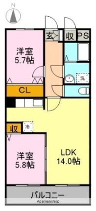 マナール 202｜静岡県富士市今泉(賃貸マンション2LDK・2階・58.65㎡)の写真 その2