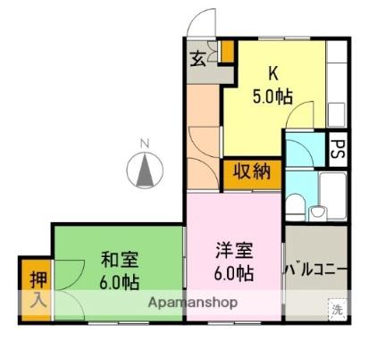 瓜島ビル 402｜静岡県富士市瓜島町(賃貸アパート2K・4階・42.63㎡)の写真 その2