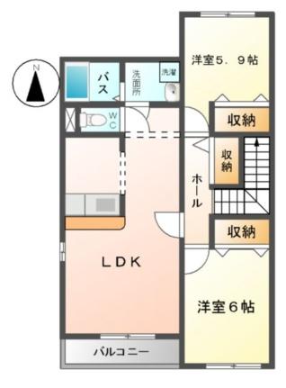 ＬＥ　ＭＩＲＡＧＥII（レ　ミラージ　ツー） 203｜静岡県富士宮市大中里(賃貸アパート2LDK・2階・62.50㎡)の写真 その2