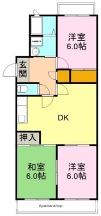 富士川マンション 103｜静岡県富士市中之郷(賃貸マンション3DK・1階・64.53㎡)の写真 その2