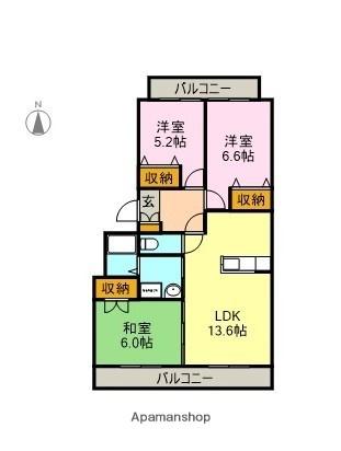 メルヴェイユ 102｜静岡県富士市中島(賃貸マンション3LDK・1階・66.43㎡)の写真 その2