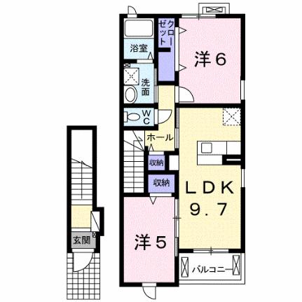 ＴＯＰ　Ｈｉｌｌ　ＭＩＵ 205｜静岡県三島市富士ビレッジ(賃貸アパート2LDK・2階・53.60㎡)の写真 その2