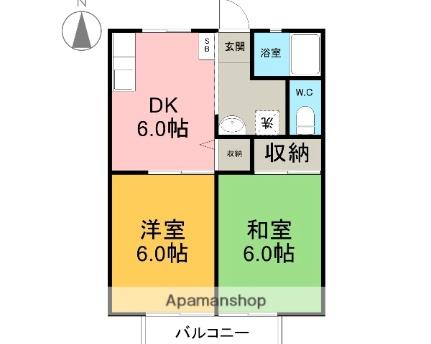 西ハイツ 201 ｜ 静岡県富士市横割２丁目（賃貸アパート2DK・2階・40.92㎡） その2