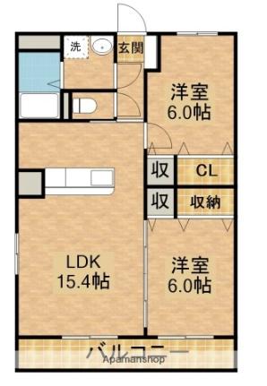 クレアールII 205｜静岡県菊川市加茂(賃貸マンション2LDK・2階・59.40㎡)の写真 その2