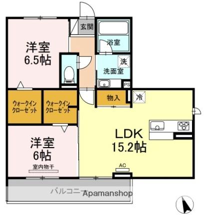 愛知県長久手市勝入塚(賃貸アパート2LDK・3階・67.48㎡)の写真 その2