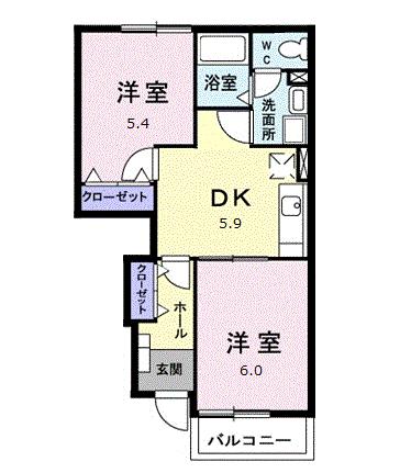 メゾンプランタン 103｜愛知県北名古屋市鹿田花の木(賃貸アパート2DK・1階・42.77㎡)の写真 その2
