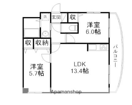 滋賀県大津市和邇今宿(賃貸マンション2LDK・2階・55.13㎡)の写真 その2
