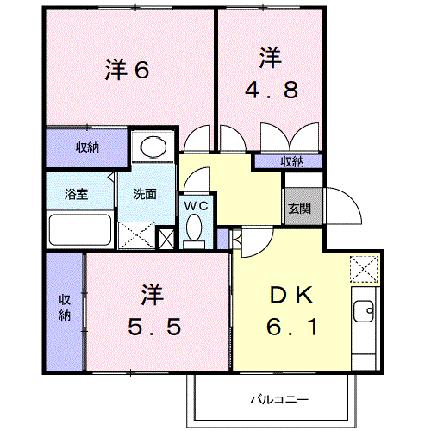 エルディム本町III 205｜和歌山県御坊市薗(賃貸アパート3DK・2階・55.71㎡)の写真 その2