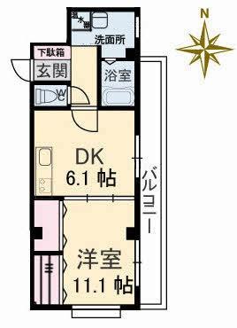 ＴＭＫビル 0405｜鳥取県鳥取市扇町(賃貸マンション1DK・4階・38.96㎡)の写真 その2