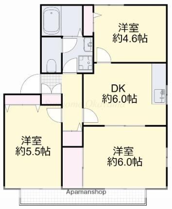 ストロベリーハイツＡ 201｜岡山県岡山市中区下(賃貸アパート3DK・2階・50.78㎡)の写真 その2