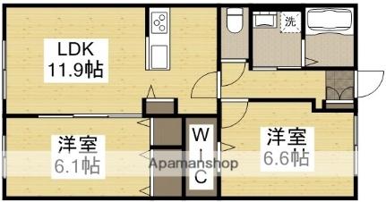 岡山県和気郡和気町尺所(賃貸アパート2LDK・1階・54.79㎡)の写真 その2