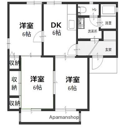 岡山県倉敷市福井(賃貸アパート3DK・1階・53.43㎡)の写真 その2