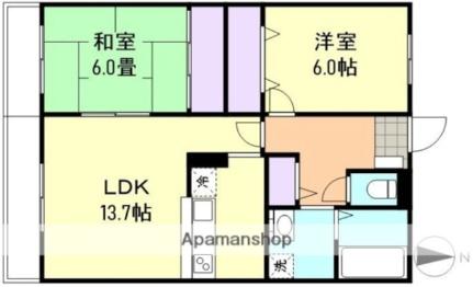 岡山県倉敷市白楽町(賃貸マンション2LDK・2階・60.50㎡)の写真 その2