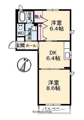 岡山県倉敷市連島中央３丁目(賃貸アパート2DK・2階・48.73㎡)の写真 その2