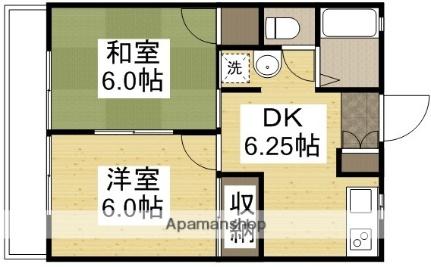 岡山県倉敷市東富井(賃貸アパート2DK・3階・39.75㎡)の写真 その2