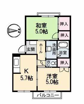 岡山県総社市溝口(賃貸アパート2K・1階・36.78㎡)の写真 その2