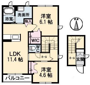 岡山県倉敷市玉島長尾(賃貸アパート2LDK・2階・62.85㎡)の写真 その2