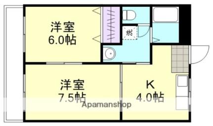 グランドールマンション ｜岡山県倉敷市西岡(賃貸マンション2K・2階・44.00㎡)の写真 その2