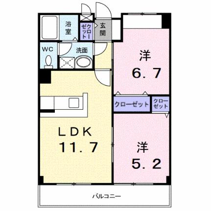 ボナール 203｜岡山県井原市七日市町(賃貸アパート2LDK・2階・51.26㎡)の写真 その2