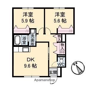 広島県東広島市西条町寺家(賃貸アパート2DK・1階・52.63㎡)の写真 その2