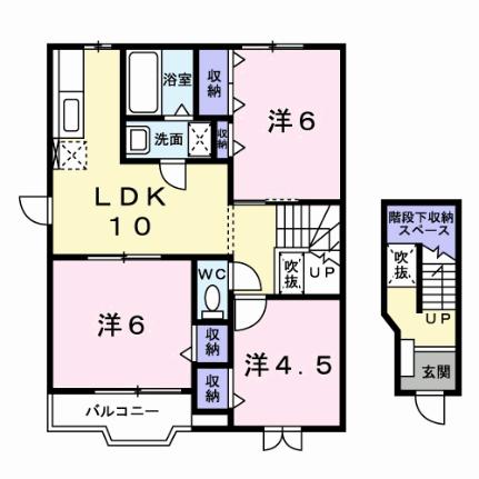 グレイスランド鳴門Ａ 201｜徳島県鳴門市鳴門町高島字南(賃貸アパート3LDK・2階・65.60㎡)の写真 その2